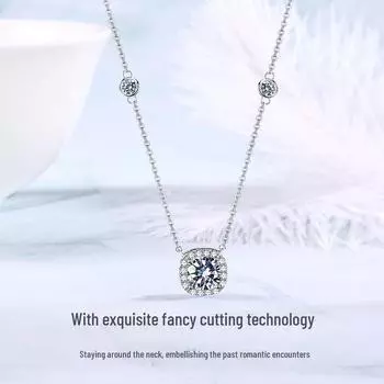 Ожерелье из серебра 925 пробы с кубиками сахара для девочек — легкая роскошная цепочка на ключицу, элитный нишевый дизайн, ювелирные изделия 2024 года. Sugar Cube Crystal Necklace YX-9161S