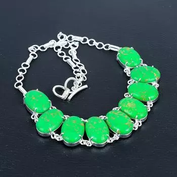 Ожерелье из серебра 925 пробы с зеленым медно-бирюзовым драгоценным камнем, зеленое медно-бирюзовое ожерелье для жены, унисекс-ожерелье, подарок на День матери 20 зелёный