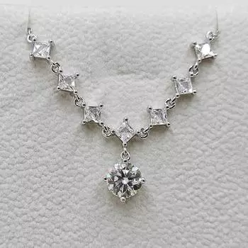 Ожерелье из серебра 925 пробы с бриллиантами моцарелла, квадратная подвеска в виде семи сияющих звезд для женщин, цепочка на ключицу. high carbon stone