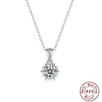 Ожерелье из серебра S925 пробы 1 карат, кулон «Цветок» с муассанитом, женский кулон с цепочкой, подарок 925 Silver