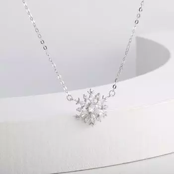 Ожерелье из серебра S925 с цветком снега, женское, простое, с бриллиантами, в виде цветка, ниша, светлая, роскошная цепочка на ключицу, подарок девушке, ювелирные изделия 925 Silver белого золота