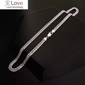 Ожерелье из серебряной 925 пробы с геометрическим узором, 6 мм, для мужчин и женщин, дизайнерская мода, вечеринка, свадьба, ювелирные изделия, подарки 24 inches 60 cm