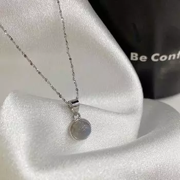 Ожерелье из серых лунных бусин на все тело, геометрическая круглая подвеска с цепочкой для ключицы, темпераментная корейская версия, женская шейная цепочка