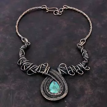 Ожерелье из шаттукита, обернутое медной проволокой, регулируемое ожерелье из драгоценных камней, изумительное ожерелье ручной работы, ювелирное изделие из медной проволоки, подарок для матери