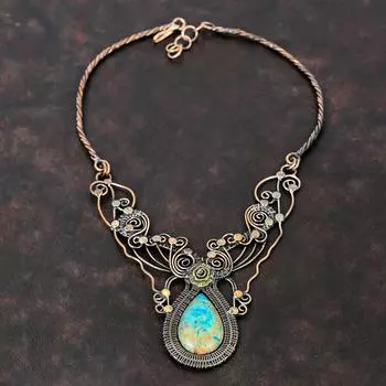 Ожерелье из шаттукита, ожерелье из медной проволоки, регулируемое ожерелье, ювелирные изделия из драгоценных камней, ожерелье ручной работы, ювелирные изделия из медной проволоки, подарок на помолвку