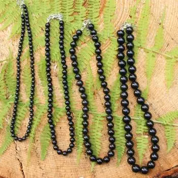 Ожерелье из шунгита для защиты от ЭМП // Ожерелье из бусин из шунгита 6 mm чёрный