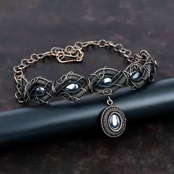 Ожерелье из шунгита Ожерелье из медной проволоки Медные украшения Ожерелье с регулируемой цепочкой Ожерелье ручной работы Ювелирные изделия из драгоценных камней Подарки на годовщину