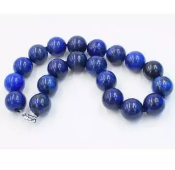 Ожерелье из синего лазурита, круглое, 12 мм, 18 дюймов.