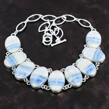 Ожерелье из синего шеелита, ожерелье из стерлингового серебра 925 пробы, регулируемая цепочка, элегантные ювелирные изделия, ожерелье ручной работы из настоящего драгоценного камня, подарки для нее