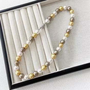 Ожерелье из слитка серебра 925 пробы с разноцветным жемчугом и пряжкой