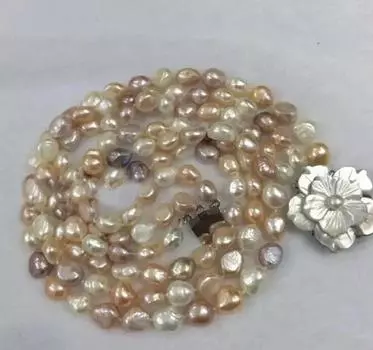 Ожерелье из смешанного жемчуга, 8-9 мм, 3 ряда, 17-19 дюймов