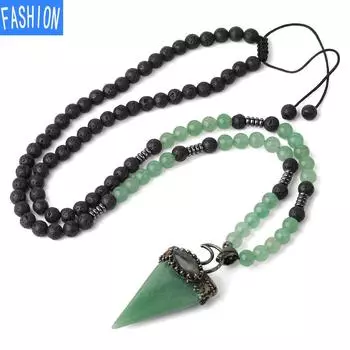 Ожерелье из смешанных кристаллов вулканической породы, женское регулируемое ожерелье с порошком и кристаллом аметиста tiger eye