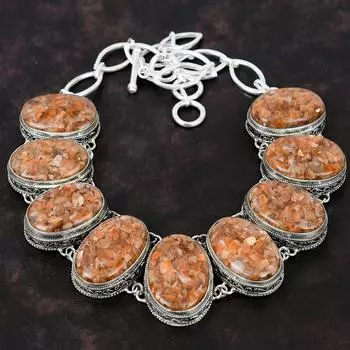 Ожерелье из солнечного камня, винтажное ожерелье, ювелирные изделия из драгоценных камней, ожерелье из стерлингового серебра 925 пробы, регулируемая цепочка, ожерелье, подарок для женщин, ожерелье ручной работы Adjustable