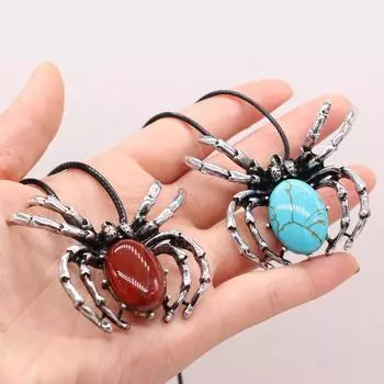 Ожерелье из сплава с натуральными ракушками, брошь в форме паука, подвеска-подвеска для элегантных женщин, романтический подарок для любви 50x60mm