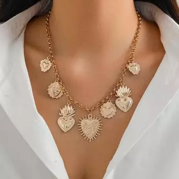 Ожерелье из сплава с подвеской в виде персикового сердца в европейском и американском стиле — креативный, модный, универсальный дизайн