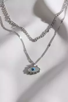 Ожерелье из стали и серебряного цвета с двойным глазом