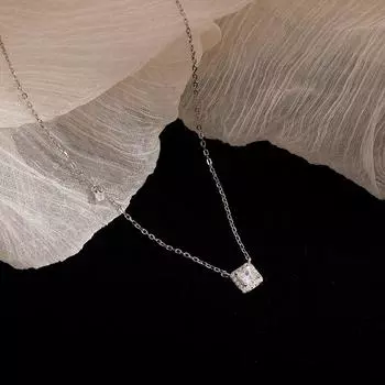 Ожерелье из стерлингового серебра 925 пробы, блестящее серебро, квадратный кубический циркон, ожерелье для женщин, свадебный подарок невесты, темпераментные ювелирные изделия, подарки S-N721