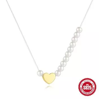 Ожерелье из стерлингового серебра 925 пробы в корейском стиле, барочное, с пресноводным жемчугом, любовь, модный дизайн, подарок, замок на леске 925 silver золотой