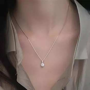 Ожерелье из стерлингового серебра 925 пробы с круглым цирконом, минималистичный стиль, подвеска-чокер с шармом, подарок для женщин, изящные ювелирные изделия для вечеринки