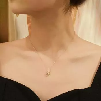 925 пробы стерлингового серебра позолоченный циркон золото перо ожерелье для женщин легкая роскошная ключичная цепочка 38+3+3 золотой