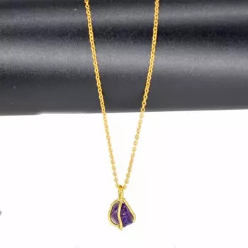 Ожерелье из стерлингового серебра 925 пробы с необработанным аметистом, ожерелье ручной работы из грубого драгоценного камня, подарок для мамы, подарок на годовщину 20 Inch фиолетовый