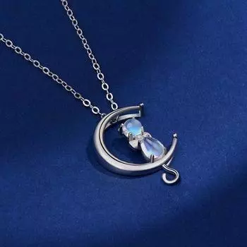 Ожерелье из стерлингового серебра 925 пробы с лунным камнем, женское ожерелье с нишей на ключице, серебряные украшения, массивное ожерелье для женщин