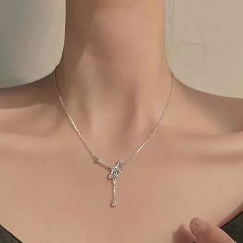 Ожерелье из стерлингового серебра 925 пробы с полым дизайном, цепочка на ключицу, не выцветающая, маленький свежий циркон, кисточка, ожерелье с листьями гинкго, подарок лучшей подруге silver