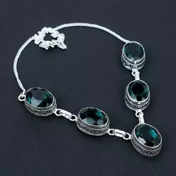 Ожерелье из стерлингового серебра 925 пробы с зеленым турмалином ручной работы, антикварное ювелирное ожерелье, ожерелье из зеленого турмалина для женщин, для подарков 20 зелёный