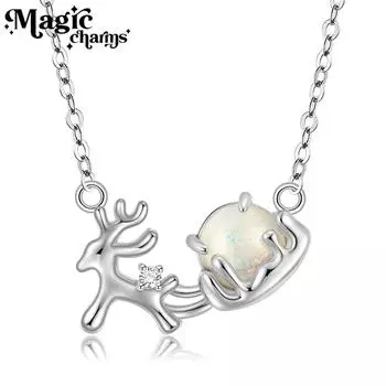 Ожерелье из стерлингового серебра 925 пробы, свежее и высококачественное универсальное ожерелье с изображением лося, женский рождественский подарок, подарочное ожерелье, ожерелье с цепочкой на ключицы