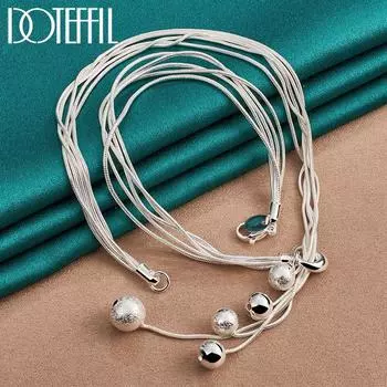 Ожерелье из стерлингового серебра 925 пробы со змеиной цепочкой и бусинами, модные ювелирные изделия