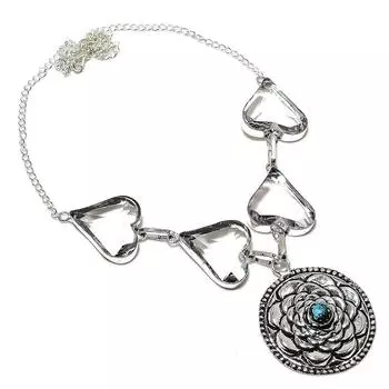 Ожерелье из стерлингового серебра 925 пробы с натуральной бирюзой Santa Rosa и топазом 18 дюймов c5q30