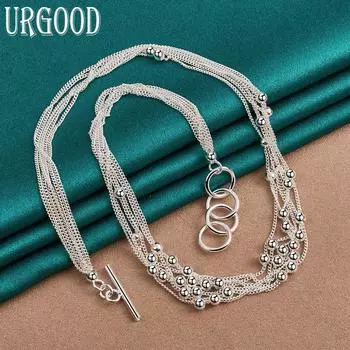 Ожерелье из стерлингового серебра 925 пробы с виноградными бусинами, модные ювелирные изделия 45cm