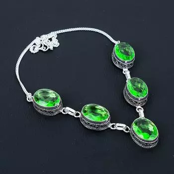 Ожерелье из стерлингового серебра 925 пробы ручной работы из хромдиопсида, антикварное ювелирное ожерелье, хромированное ожерелье для женщин, подарки из камня по случаю рождения 20 зелёный