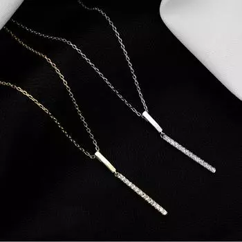Ожерелье из стерлингового серебра 925 пробы для женщин, длинная полоска с цирконием на ключице, ожерелье, ювелирные изделия, подарки, S-N739