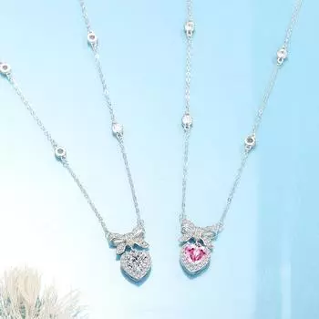 Ожерелье из стерлингового серебра 925 пробы с узлом принцессы и темпераментом любви, женский кулон с цирконом и бантом Ins Spice Girl