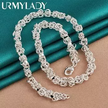 Ожерелье из стерлингового серебра 925 пробы 18 дюймов для женщин, модные очаровательные ювелирные изделия для свадебной вечеринки 45cm