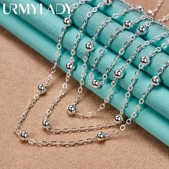 Ожерелье из стерлингового серебра 925 пробы, 18-дюймовое ожерелье с подвесками, ювелирные изделия MN287