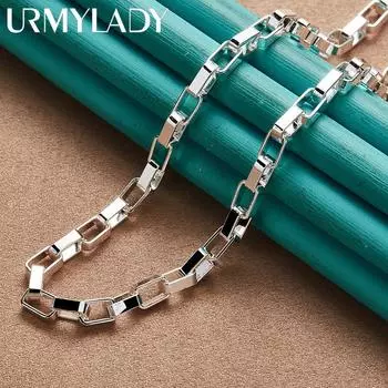 Ожерелье из стерлингового серебра 925 пробы с квадратом 18 дюймов для женщин, модные ювелирные изделия 45cm