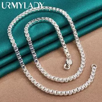 Ожерелье из стерлингового серебра 925 пробы, 4 мм, 18 дюймов, ожерелье для женщин и мужчин, модные ювелирные изделия для свадебной вечеринки 45cm