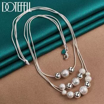 Ожерелье из стерлингового серебра 925 пробы с тремя змеями и бусинами, свадебные модные украшения 45cm