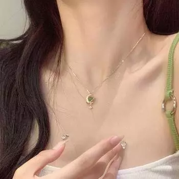 Ожерелье из стерлингового серебра 925 пробы, нефритовое кольцо Хэтянь, ожерелье вокруг планеты, летняя новая высококачественная цепочка с воротником из луны и звезды с бриллиантами