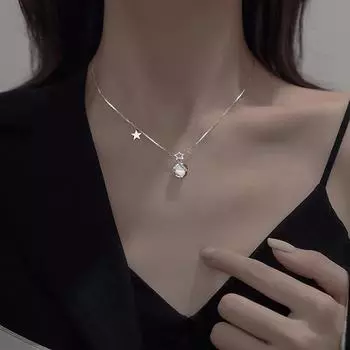 Ожерелье из стерлингового серебра 925 пробы, ожерелье с женским звездным камнем «кошачий глаз», сказочное и универсальное, легкая роскошь, уникальная цепочка на воротник с планетой silver
