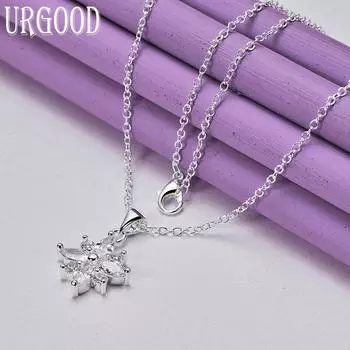 Ожерелье из стерлингового серебра 925 пробы со снежинкой и цирконом, свадебные модные украшения 45cm