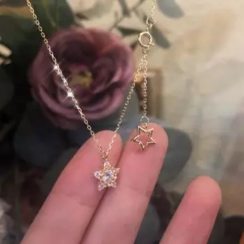 Ожерелье из стерлингового серебра 925 пробы со звездами и луной, усыпанное бриллиантами, женское нишевое дизайнерское легкое роскошное универсальное ожерелье на ключицы 925