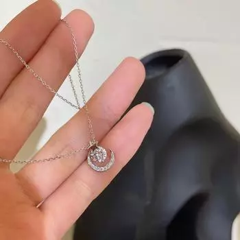 Ожерелье из стерлингового серебра 925 пробы со звездой и луной, женское сетчатое красное нишевое светлое ожерелье, роскошный стиль, цепочка на ключицу, простой холодный стиль серебряный