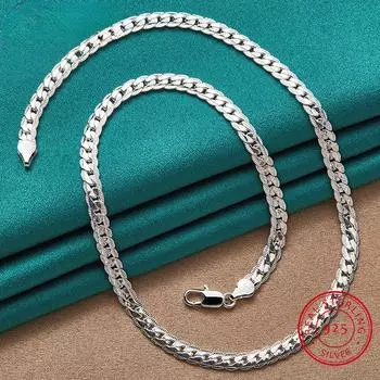 Ожерелье из стерлингового серебра 925 пробы для мужчин, стильное цельное ожерелье из серебра 925 пробы с боковой цепочкой в виде змеи, модное ожерелье, ювелирные изделия для мужчин 40CM