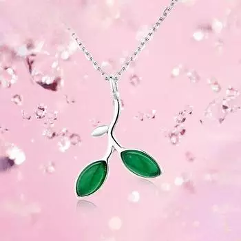 Ожерелье из стерлингового серебра 925 пробы с халцедоном и нежным листом в корейском стиле, универсальное свежее художественное простое короткое ожерелье в стиле Мори 925