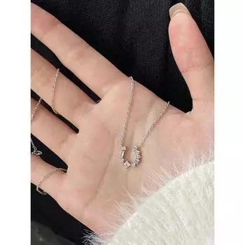 Ожерелье из стерлингового серебра 925 пробы с маленькой подковой и бриллиантами, женская цепочка на ключицы, особый интерес, легкое роскошное ожерелье U-образной формы 925