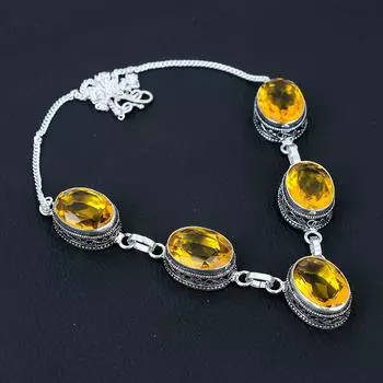 Ожерелье из стерлингового серебра 925 пробы с медовым топазом ручной работы, антикварное ювелирное ожерелье, ожерелье с медовым топазом для женщин, ювелирные изделия из камня 20 жёлтый