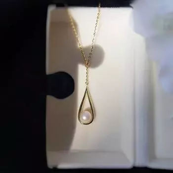 Ожерелье из стерлингового серебра 925 пробы с жемчужным покрытием для женщин, легкие роскошные ювелирные изделия, подарок 38+3+3cm золотистый